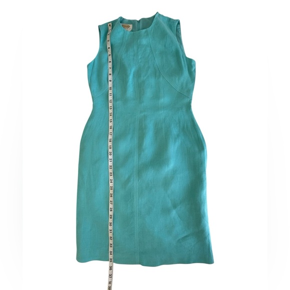 Talbots Petites Irish Linen Aqua Blue Sheath Dress 2P Sleeveless Lined - Picture 9 of 9